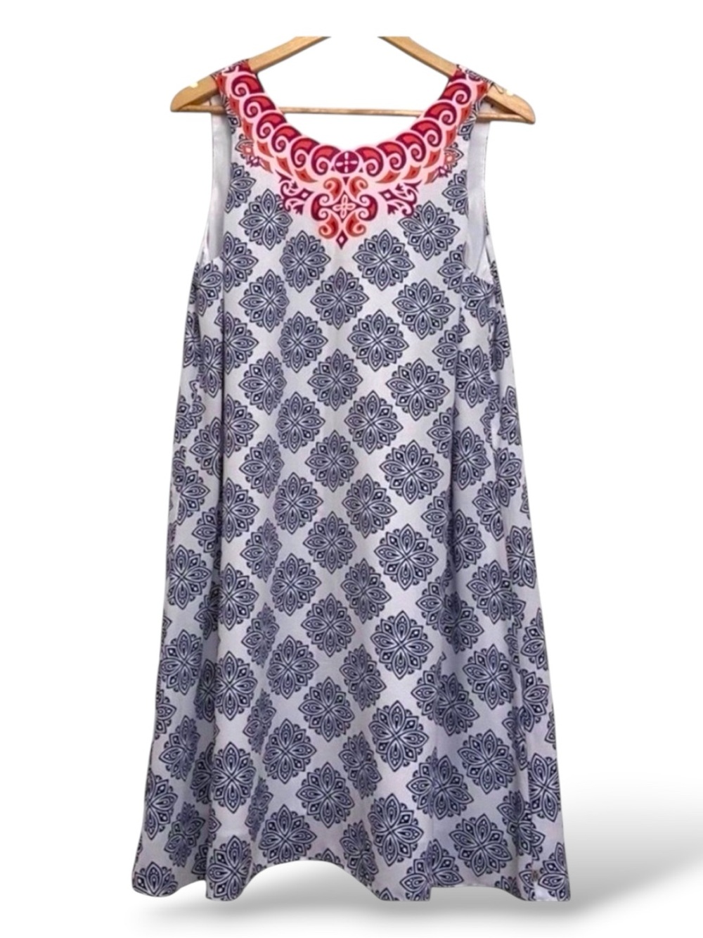 HATLEY summer dress white blue A line sleeveless festive orange pink lightweight